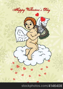 vector valentine&acute;s day background with cupid
