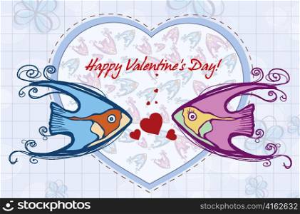 vector valentine&acute;s day background with sea creatures