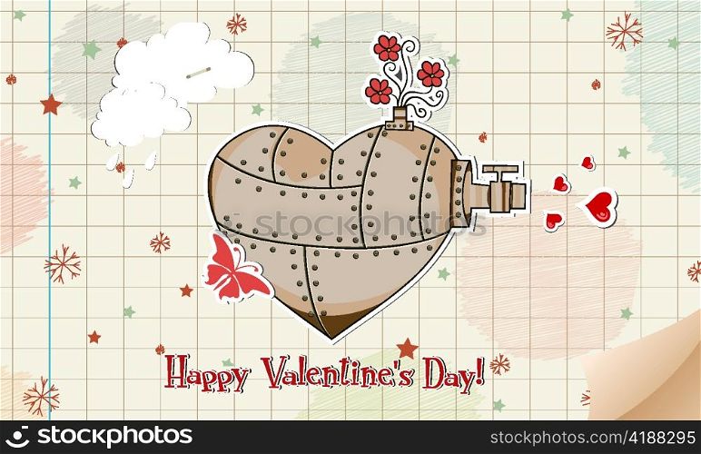 vector valentine&acute;s day background with tin heart