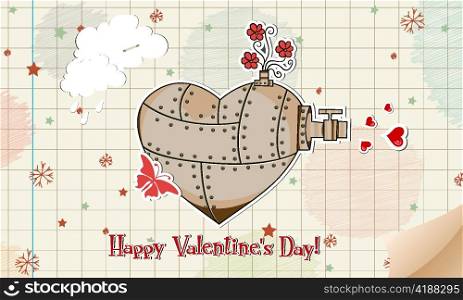 vector valentine&acute;s day background with tin heart