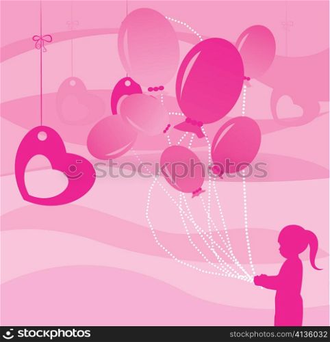 vector valentine background with balloons