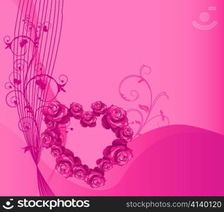vector valentine background with heart made of roses