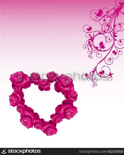 vector valentine background with heart made of roses