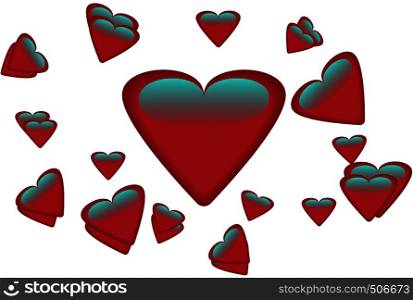 Vector valentine hearts set isolated on white background. Vector valentine hearts set