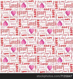 vector valentine pattern with pink color love text on white background