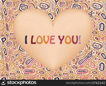 Vector Valentine&rsquo;s Greeting Card with Heart on Seamless Abstract Pattern
