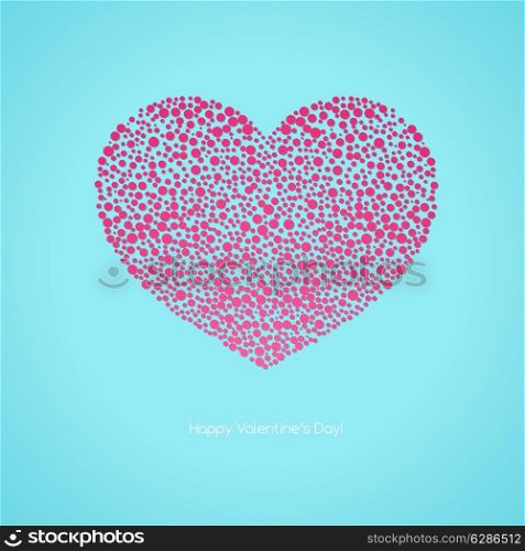 Vector Valentines Card with heart. Dotted pattern