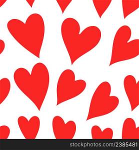 Vector Valentines Day pattern. Seamless heart background in red and white colors. Seamless heart background