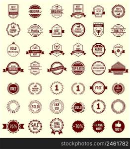 Vector Variety Design Maroon Retro Vintage Badges Isolated on White Background
