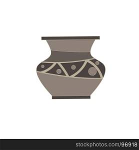 Vector vase flat icon isolated. For flower front view illustration. Ceramic classic clay design antique ancient