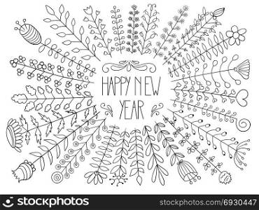 Vector Vector Happy New Year Floral Greeting