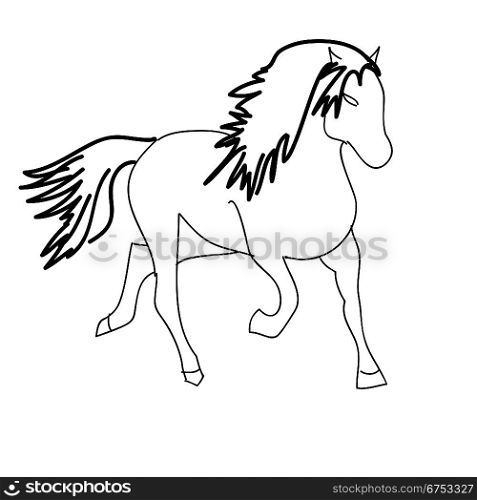 Vector version. Black horse silhouette isolated on white for design.