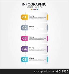 Vector Vertical Infograφc design with icons. 5 options or 5 steps. process diagram. flow chart. info graph Vector Illustration