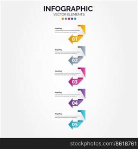 Vector Vertical Infographic arrow design with 5 options or steps. Vertical Infographic for business concept Vector Illustration