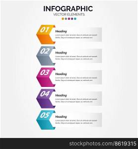 Vector Vertical Infographic design with icons. 5 options or 5 steps. process diagram. flow chart. info graph Vector Illustration