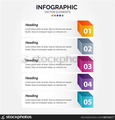 Vector Vertical Infographic label design template with icons and 5 options or steps. Can be used for process diagram. presentations. workflow layout. banner. flow chart. info graph Vector Illustration