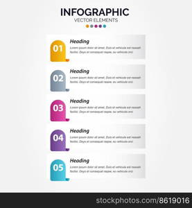 Vector Vertical Infographic label design template with icons and 5 options or steps. Can be used for process diagram. presentations. workflow layout. banner. flow chart. info graph Vector Illustration