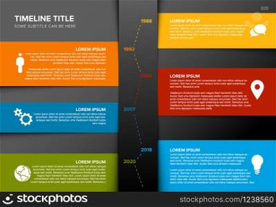 Vector vertical timeline template made from colorful papers. Infographic Timeline Template with photos