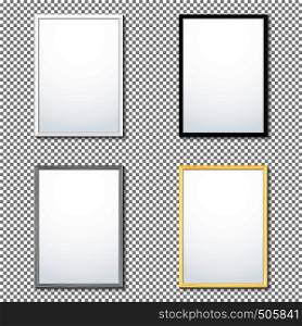 vector vertical white black wood border empty photo frame mock up realistic shadow blank picture template isolated neutral background. various frame mockup template set