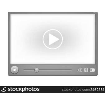 Vector Video player for web element isolated on white background. Editable EPS and Render in JPG format