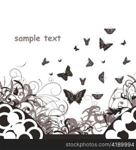 vector vintage background with butterflies