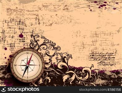 vector vintage background with compass