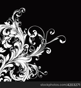vector vintage background with engraved floral