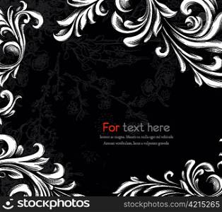 vector vintage background with engraved floral