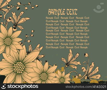 vector vintage background with floral and grunge