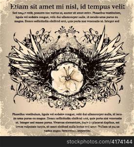 vector vintage background with floral and wings