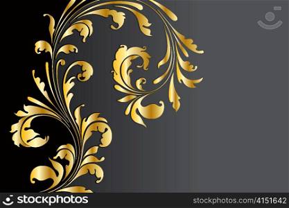 vector vintage background with gold floral