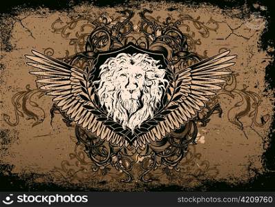 vector vintage background with lion head