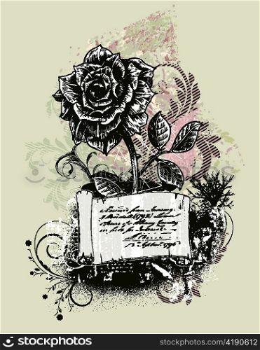 vector vintage background with rose