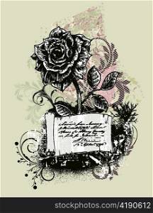 vector vintage background with rose