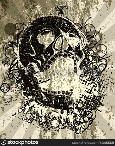 vector vintage background with skull