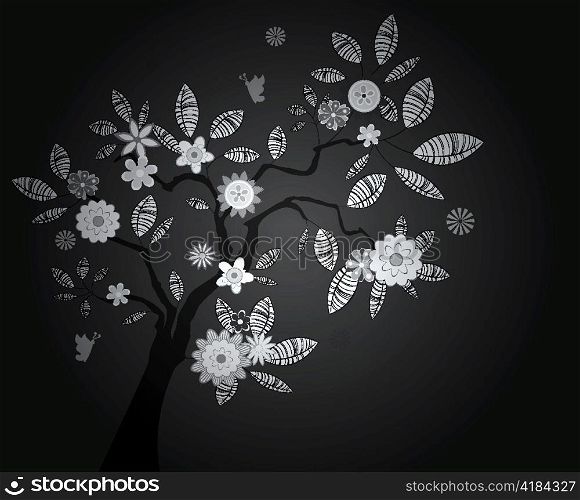 vector vintage background with tree