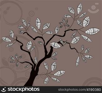 vector vintage background with tree
