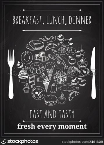 Vector Vintage Breakfast, Lunch or Dinner Poster Background