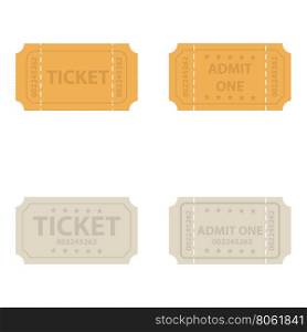 Vector vintage cinema tickets. . Vector vintage cinema tickets on white background. Admission ticket