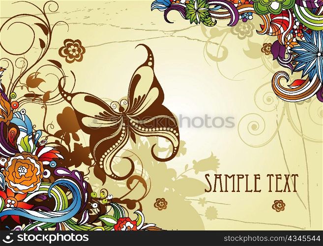 vector vintage colorful floral background