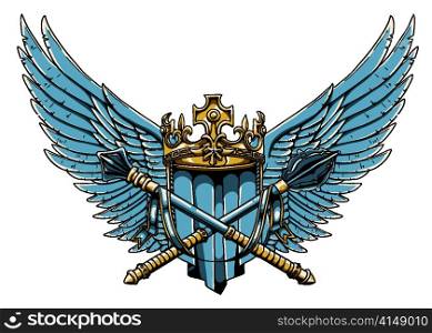 vector vintage crest with wings