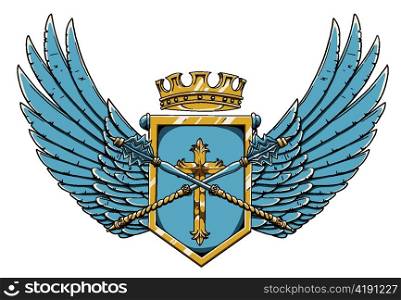 vector vintage crest with wings