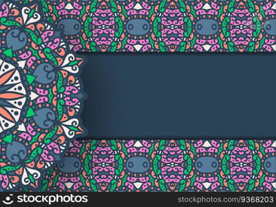 Vector vintage decor, ornate seamless borders and round mandala. Vignettes with arches, rosettes, floral elements. Eastern style design. Ethnic decoration. Indian, Pakistani, Turkish, Arabic motifs.