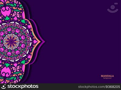 Vector vintage decor, ornate seamless borders and round mandala. Vignettes with arches, rosettes, floral elements. Eastern style design. Ethnic decoration. Indian, Pakistani, Turkish, Arabic motifs.