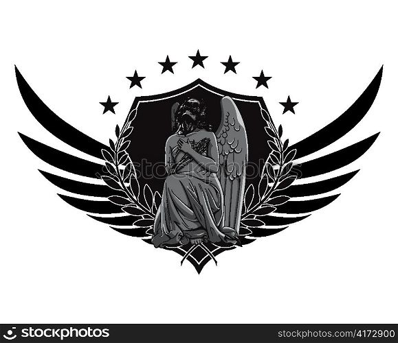 vector vintage emblem with dark angel