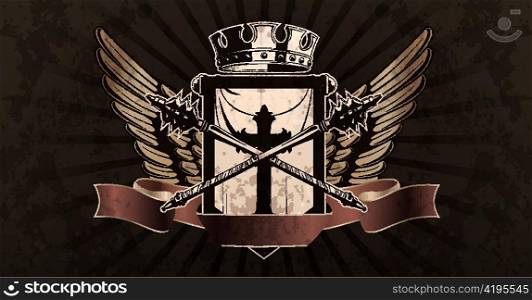 vector vintage emblem with grunge background