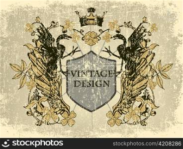 vector vintage emblem with grunge background