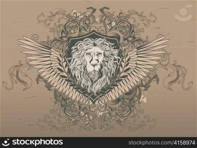 vector vintage emblem with lion