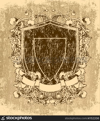 vector vintage emblem with shield