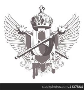 vector vintage emblem with shield and crown